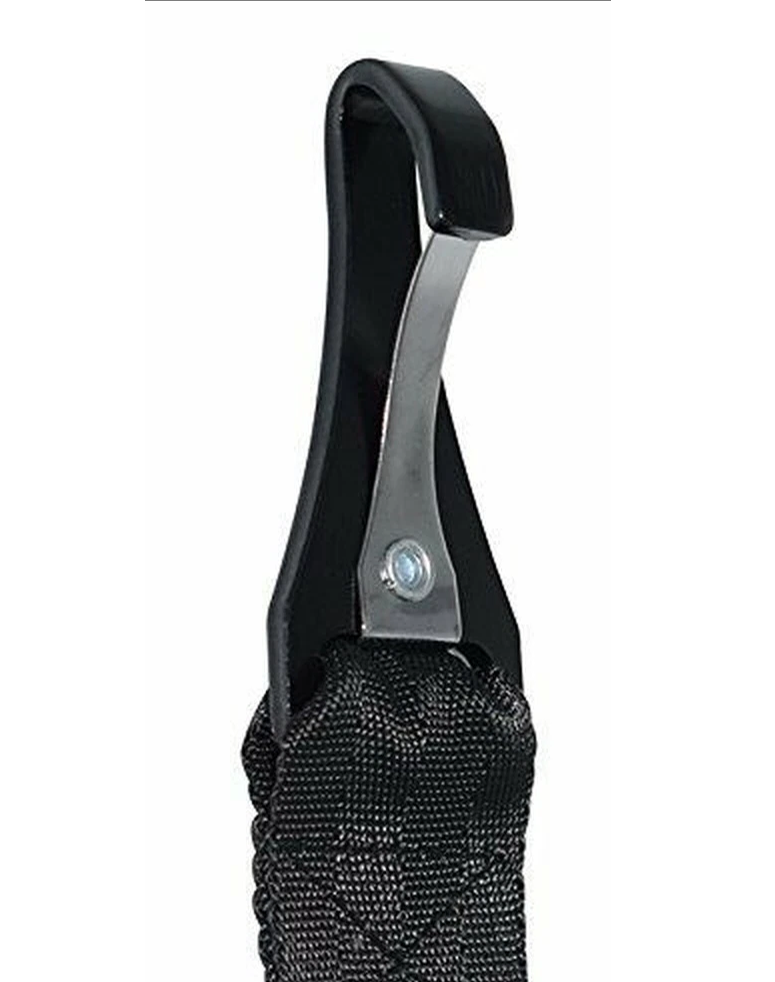 Close-up image of the metal carabiner-style latch involved in a dog paw injury emergency.